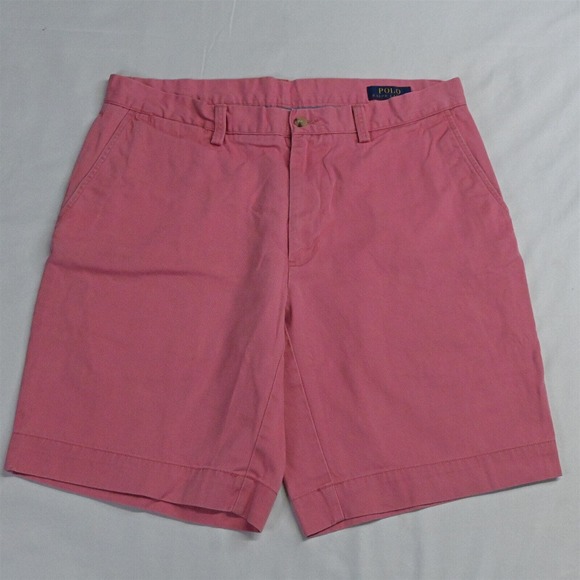 Polo Ralph Lauren 32 x 9" Pink Washed Red Twill Recent Classic Fit Chino‎ Shorts - Picture 1 of 7